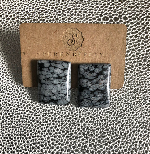 Snowflake Obsidian Stud Earrings (M)