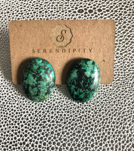 African Turquoise Oval Stud (Medium) Earrings